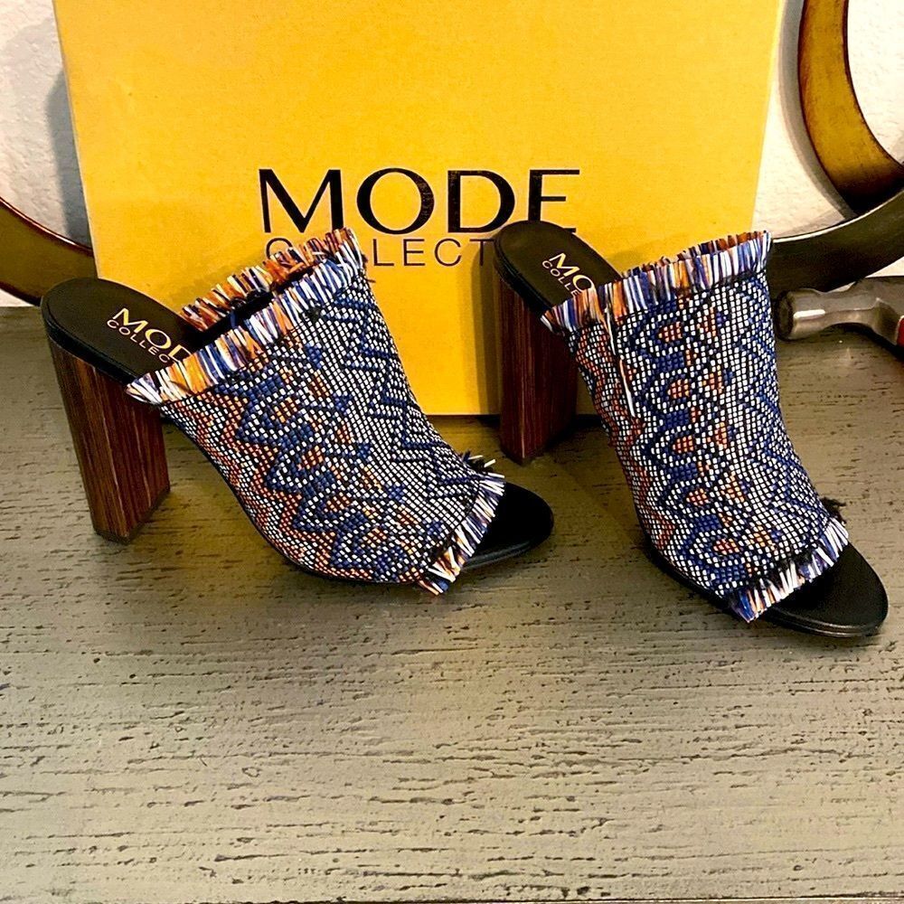 NEW THE MODE COLLECTIVE SANDSTONE HIGH HEEL MULES